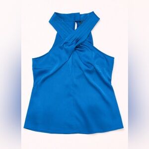 Guess Vibrant Blue Halter Blouse - beautiful silky blue halter top